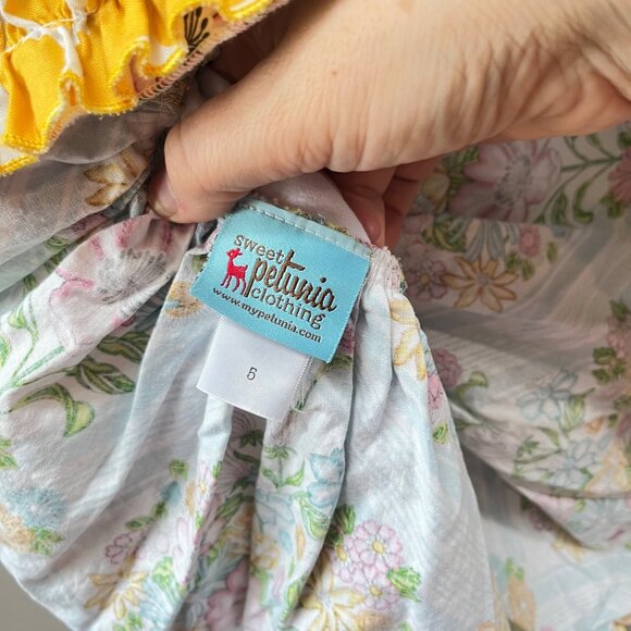 Sweet Petunia Mixed Pattern Floral and Checkered Dress- Size 5 - Picture 2 of 3